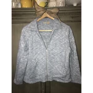 Baby Blue Caslon Petite Zip Up Sweater Marled Wool Blend Jacket P XL